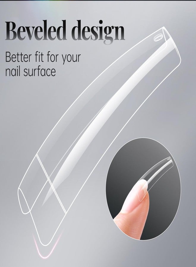 krofaue 504PCS Clear Fake Nails - Half Cover French Nail Tips 12 Sizes Acrylic Soft Gel Square False Tips Gift for Nail Extension DIY & Salon - Image 4